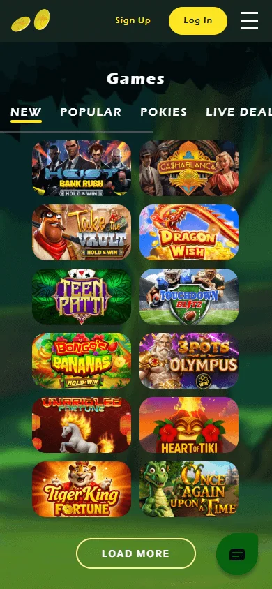 Two Up Casino games interface on a mobile device